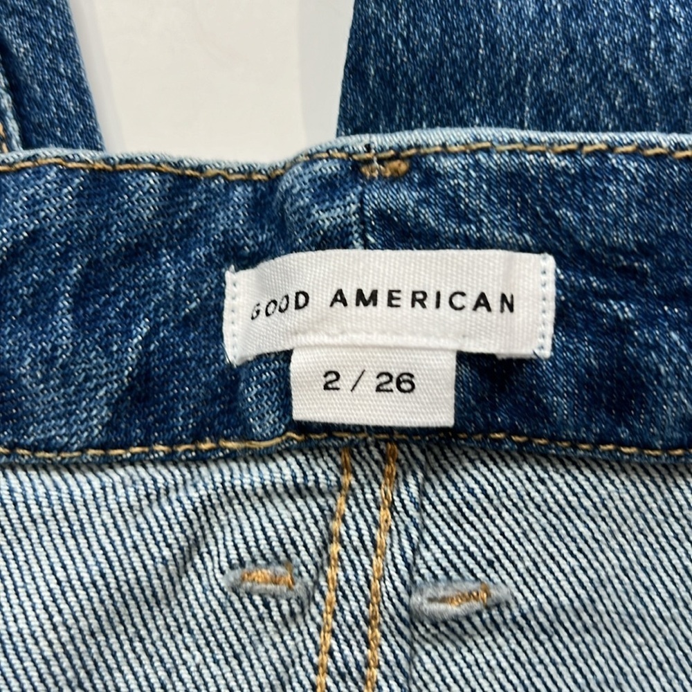 GOOD AMERICAN WOMAN’S GOOD CLASSIC RAW HEM HIGH RISE NWT BLUE JEAN SZ 26 - Picture 8 of 9